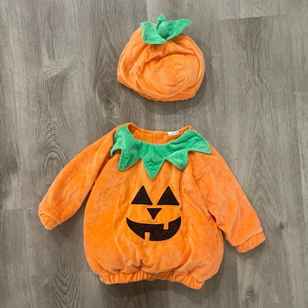 Hyde EEKI Boutique Baby Pumpkin Halloween Costume Set Hat Infant Plush 6-12M